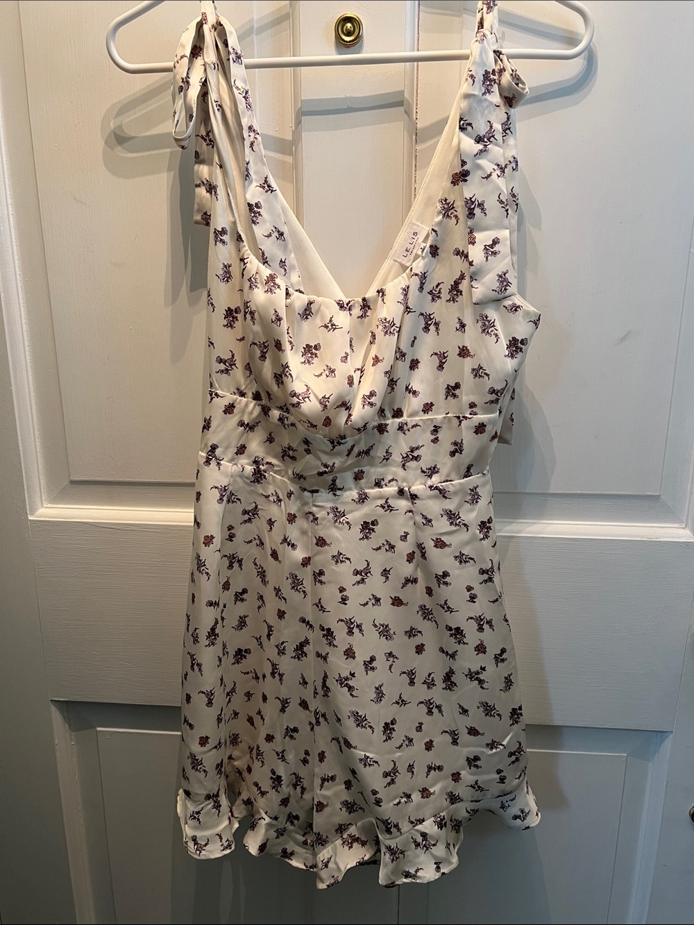 Le Lis Cream Romper with Purple Floral Print - Picture 2 of 6
